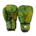Green And Black African Ethnic Print Boxing Gloves