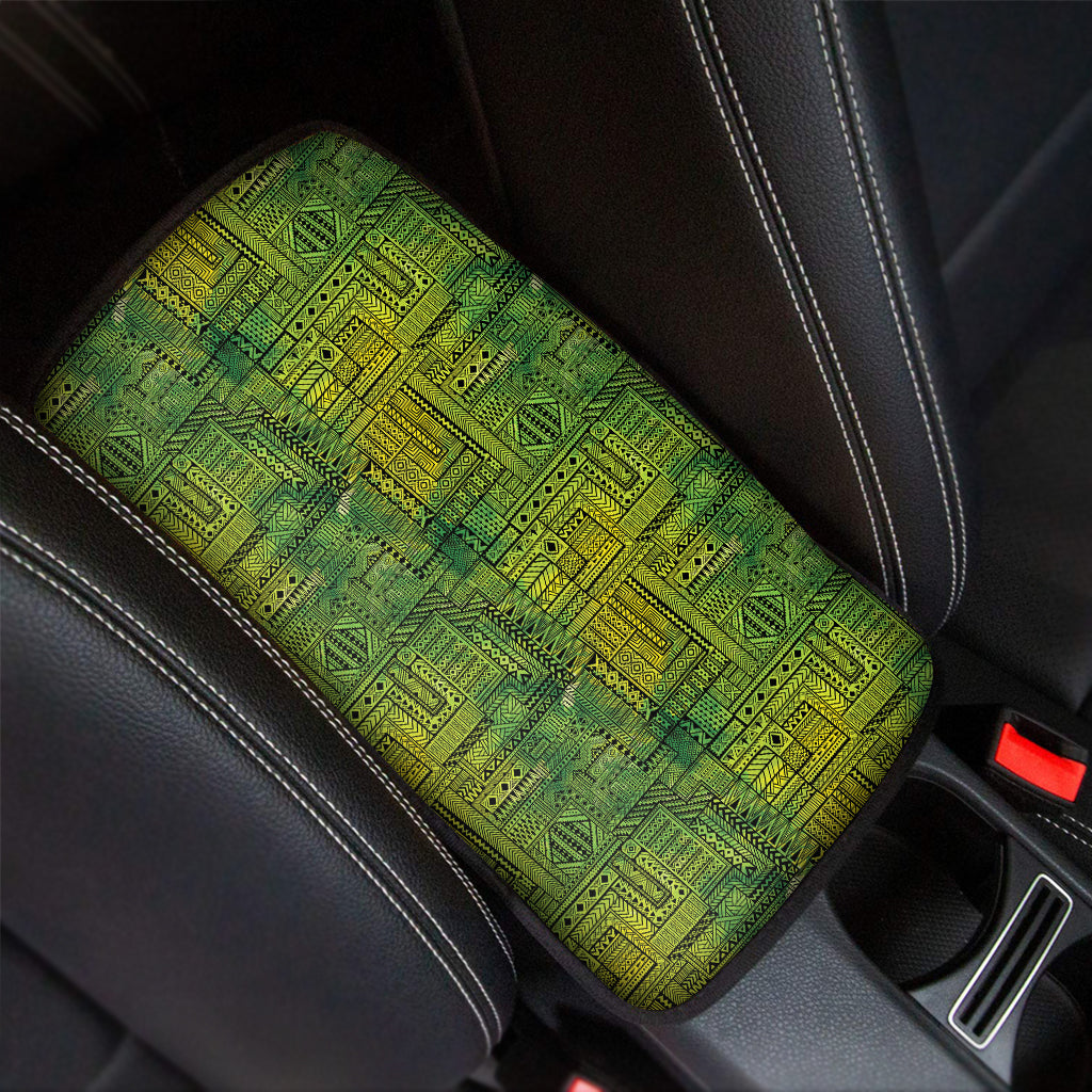 Green And Black African Ethnic Print Car Center Console Cover