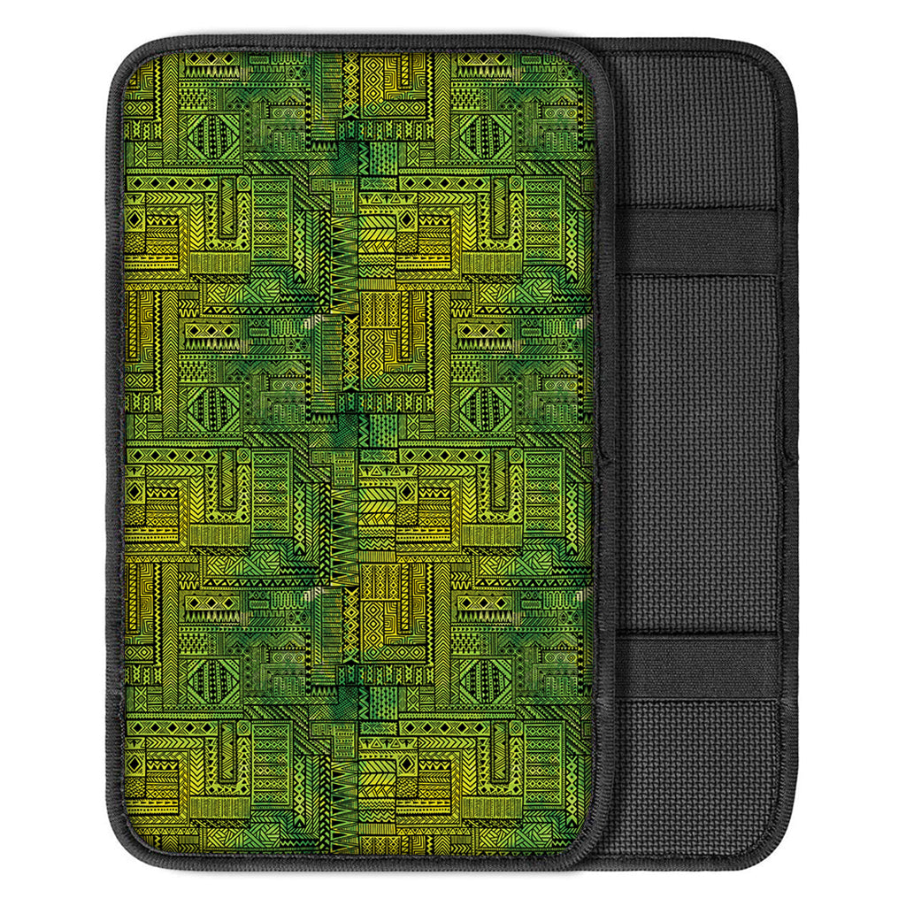 Green And Black African Ethnic Print Car Center Console Cover