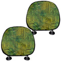Green And Black African Ethnic Print Car Headrest Covers