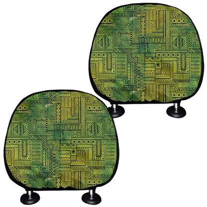 Green And Black African Ethnic Print Car Headrest Covers