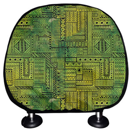 Green And Black African Ethnic Print Car Headrest Covers