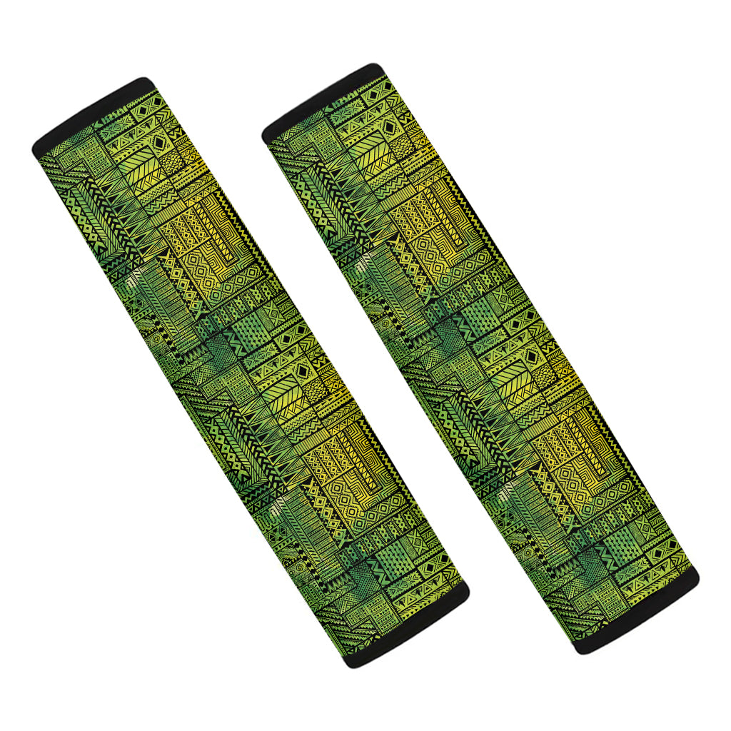 Green And Black African Ethnic Print Car Seat Belt Covers