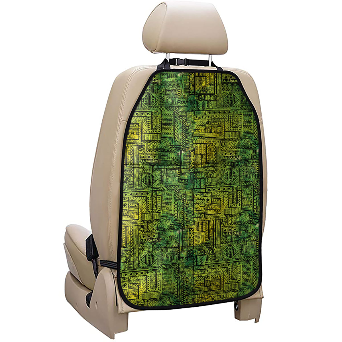 Green And Black African Ethnic Print Car Seat Organizers