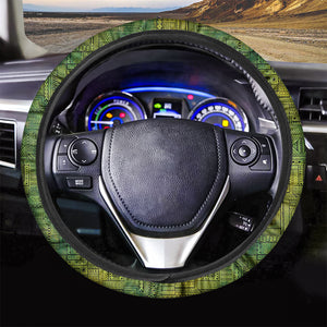 Green And Black African Ethnic Print Car Steering Wheel Cover