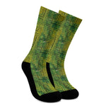 Green And Black African Ethnic Print Crew Socks