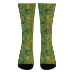 Green And Black African Ethnic Print Crew Socks