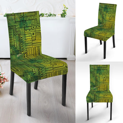 Green And Black African Ethnic Print Dining Chair Slipcover