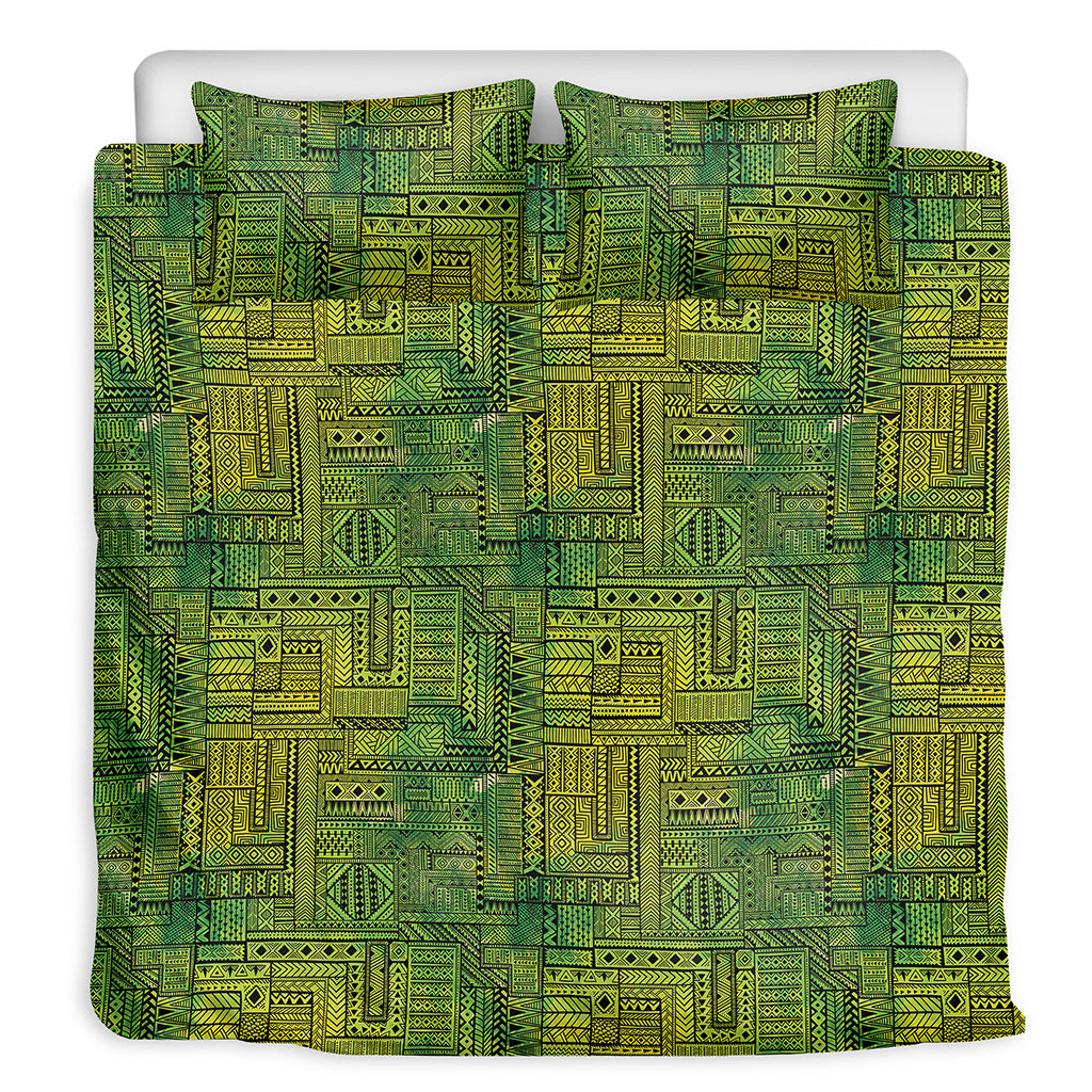 Green And Black African Ethnic Print Duvet Cover Bedding Set