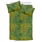 Green And Black African Ethnic Print Duvet Cover Bedding Set