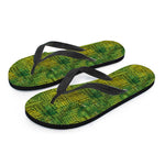 Green And Black African Ethnic Print Flip Flops