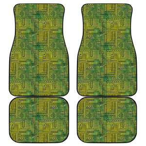 Green And Black African Ethnic Print Front and Back Car Floor Mats