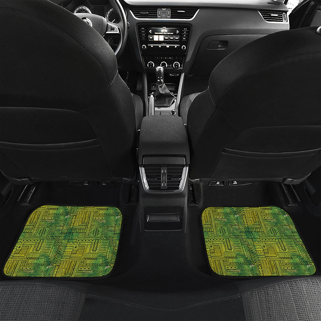 Green And Black African Ethnic Print Front and Back Car Floor Mats