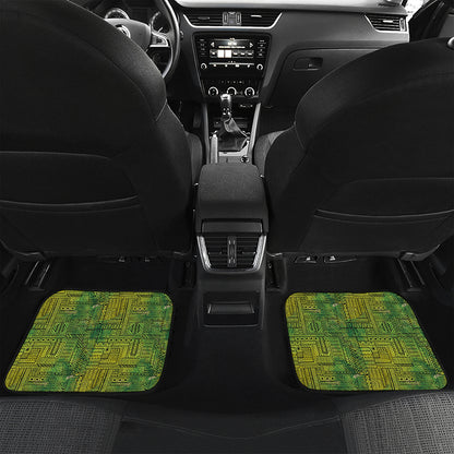 Green And Black African Ethnic Print Front and Back Car Floor Mats
