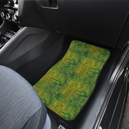 Green And Black African Ethnic Print Front and Back Car Floor Mats