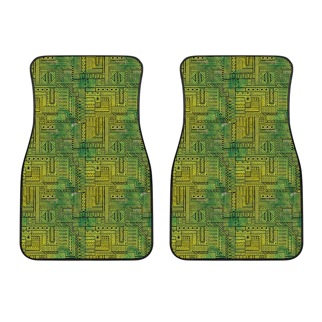 Green And Black African Ethnic Print Front Car Floor Mats