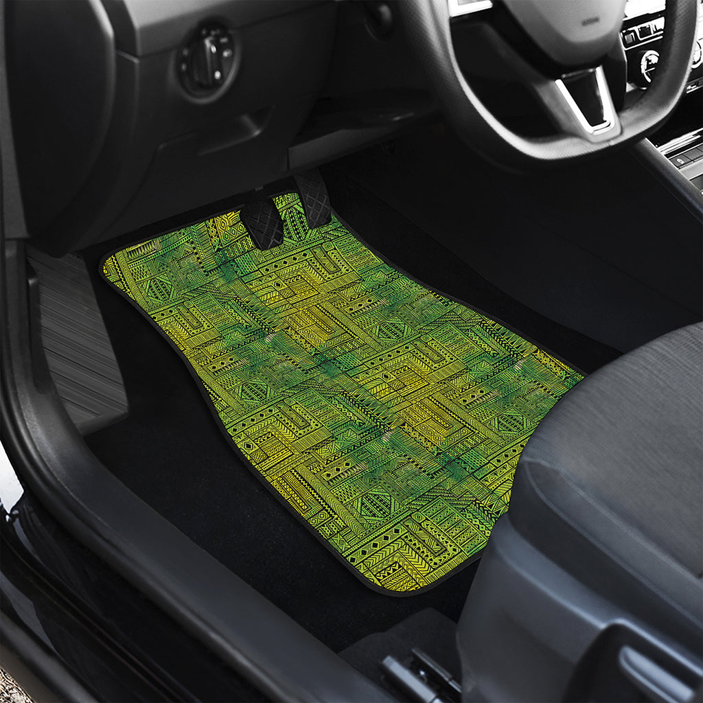 Green And Black African Ethnic Print Front Car Floor Mats