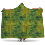 Green And Black African Ethnic Print Hooded Blanket