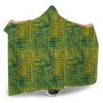 Green And Black African Ethnic Print Hooded Blanket