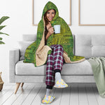 Green And Black African Ethnic Print Hooded Blanket