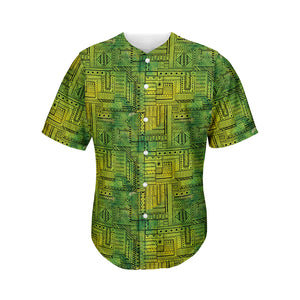 Green And Black African Ethnic Print Men's Baseball Jersey