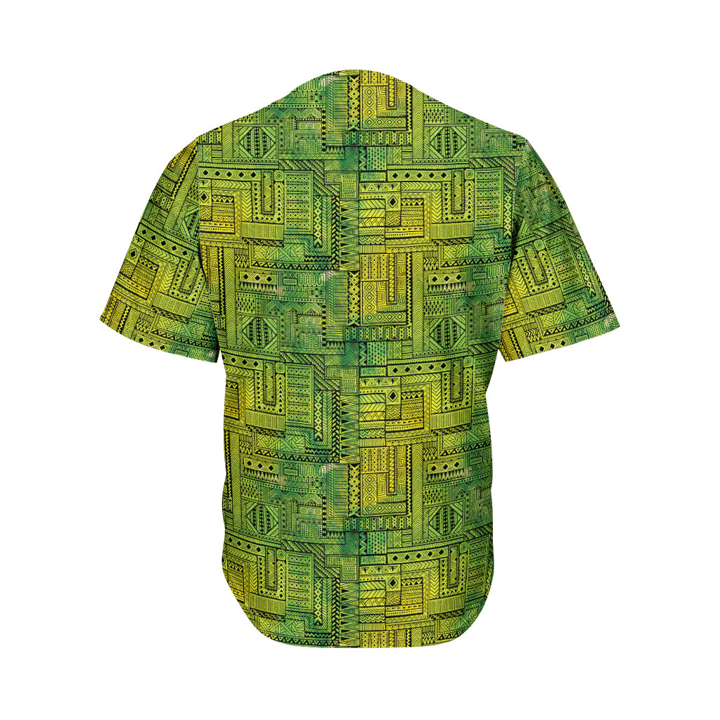 Green And Black African Ethnic Print Men's Baseball Jersey