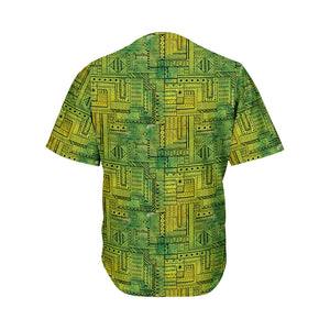 Green And Black African Ethnic Print Men's Baseball Jersey