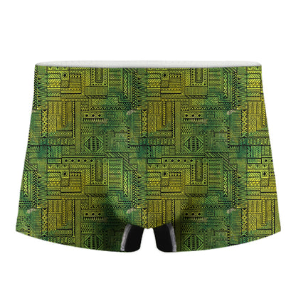 Green And Black African Ethnic Print Men's Boxer Briefs