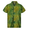 Green And Black African Ethnic Print Men's Short Sleeve Shirt