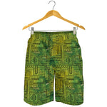 Green And Black African Ethnic Print Men's Shorts