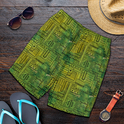 Green And Black African Ethnic Print Men's Shorts