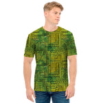 Green And Black African Ethnic Print Men's T-Shirt