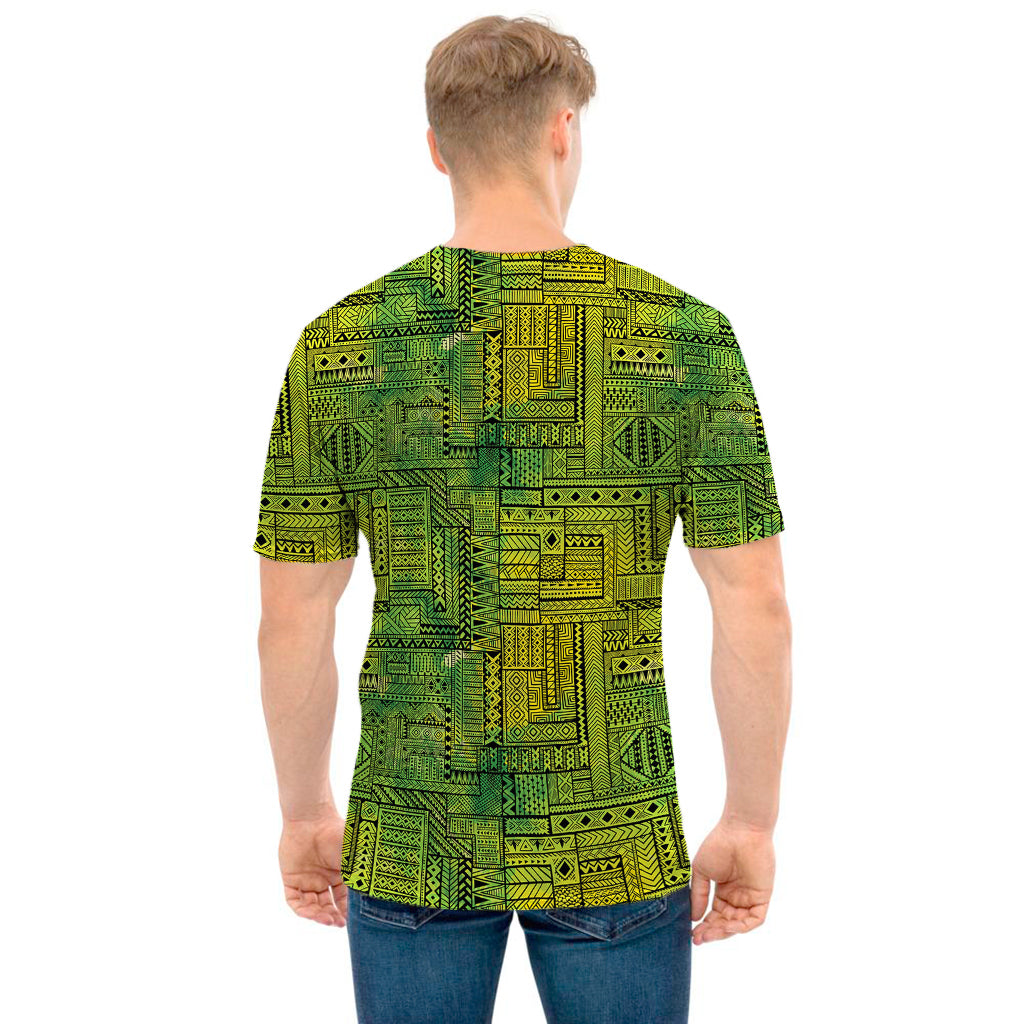 Green And Black African Ethnic Print Men's T-Shirt