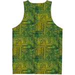 Green And Black African Ethnic Print Men's Tank Top