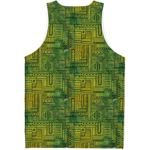 Green And Black African Ethnic Print Men's Tank Top