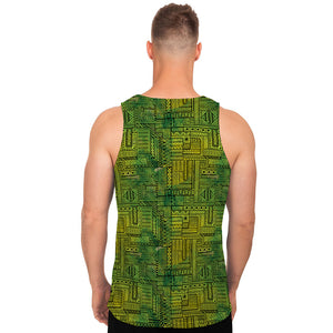 Green And Black African Ethnic Print Men's Tank Top