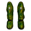 Green And Black African Ethnic Print Muay Thai Shin Guards