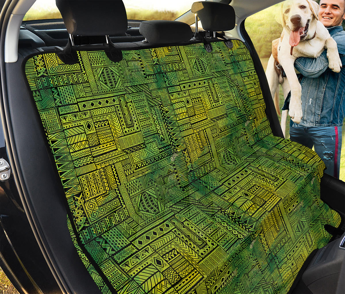 Green And Black African Ethnic Print Pet Car Back Seat Cover