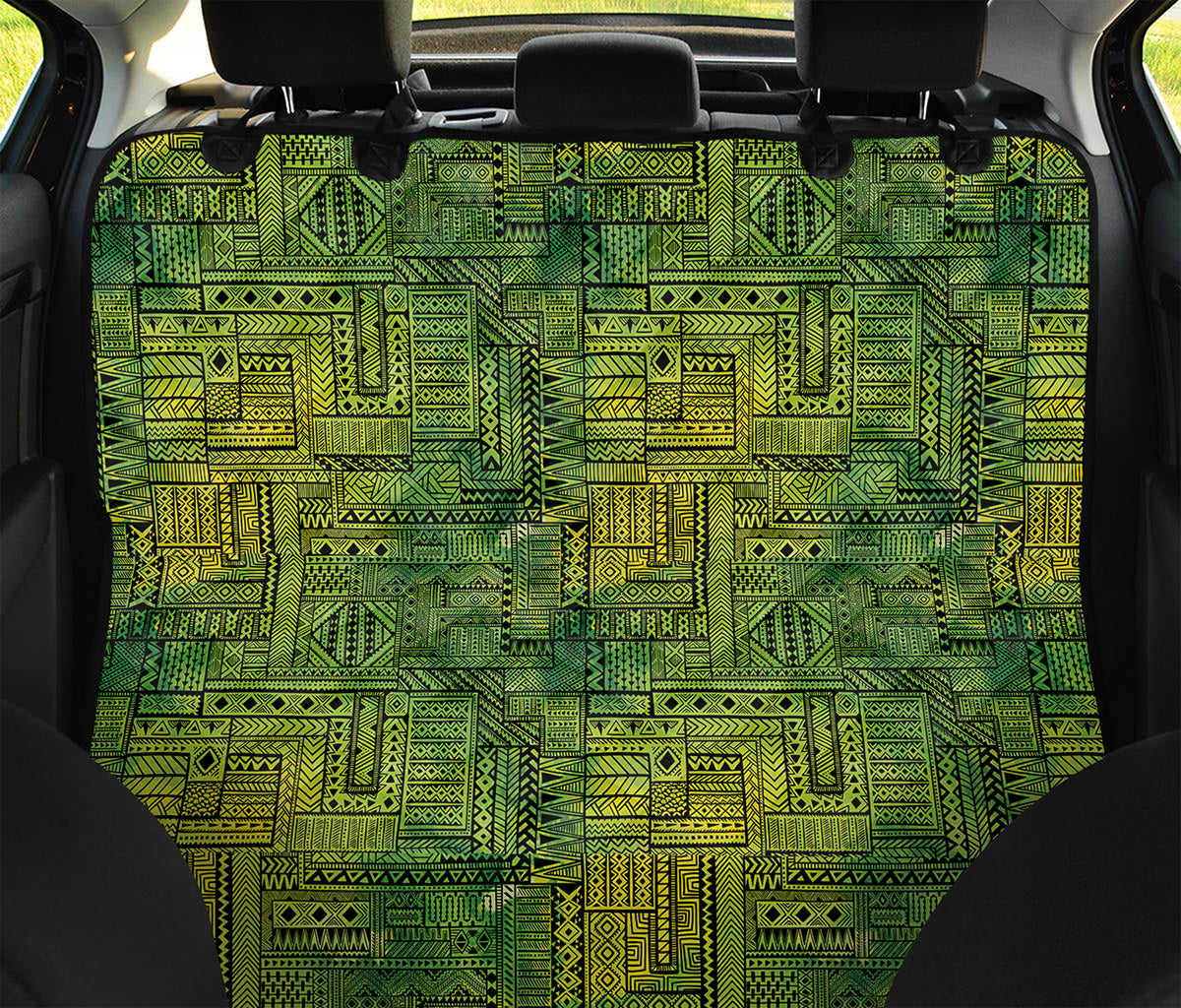 Green And Black African Ethnic Print Pet Car Back Seat Cover