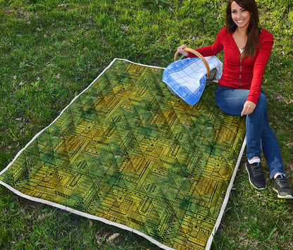Green And Black African Ethnic Print Quilt