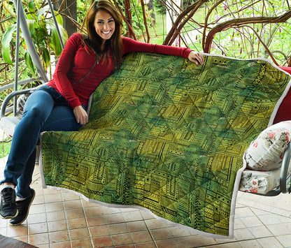 Green And Black African Ethnic Print Quilt