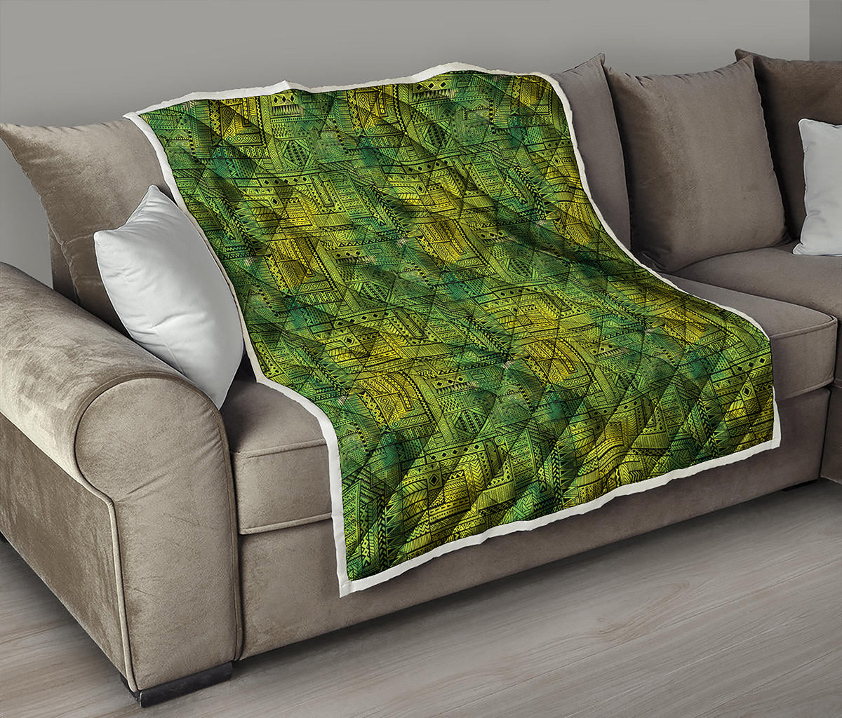 Green And Black African Ethnic Print Quilt