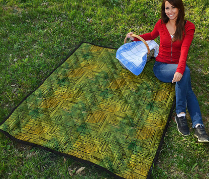 Green And Black African Ethnic Print Quilt