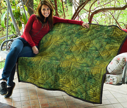 Green And Black African Ethnic Print Quilt