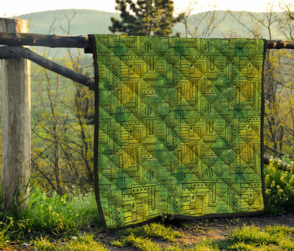 Green And Black African Ethnic Print Quilt