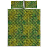 Green And Black African Ethnic Print Quilt Bed Set