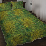Green And Black African Ethnic Print Quilt Bed Set