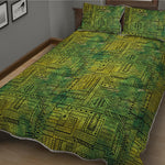Green And Black African Ethnic Print Quilt Bed Set
