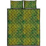 Green And Black African Ethnic Print Quilt Bed Set