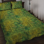 Green And Black African Ethnic Print Quilt Bed Set